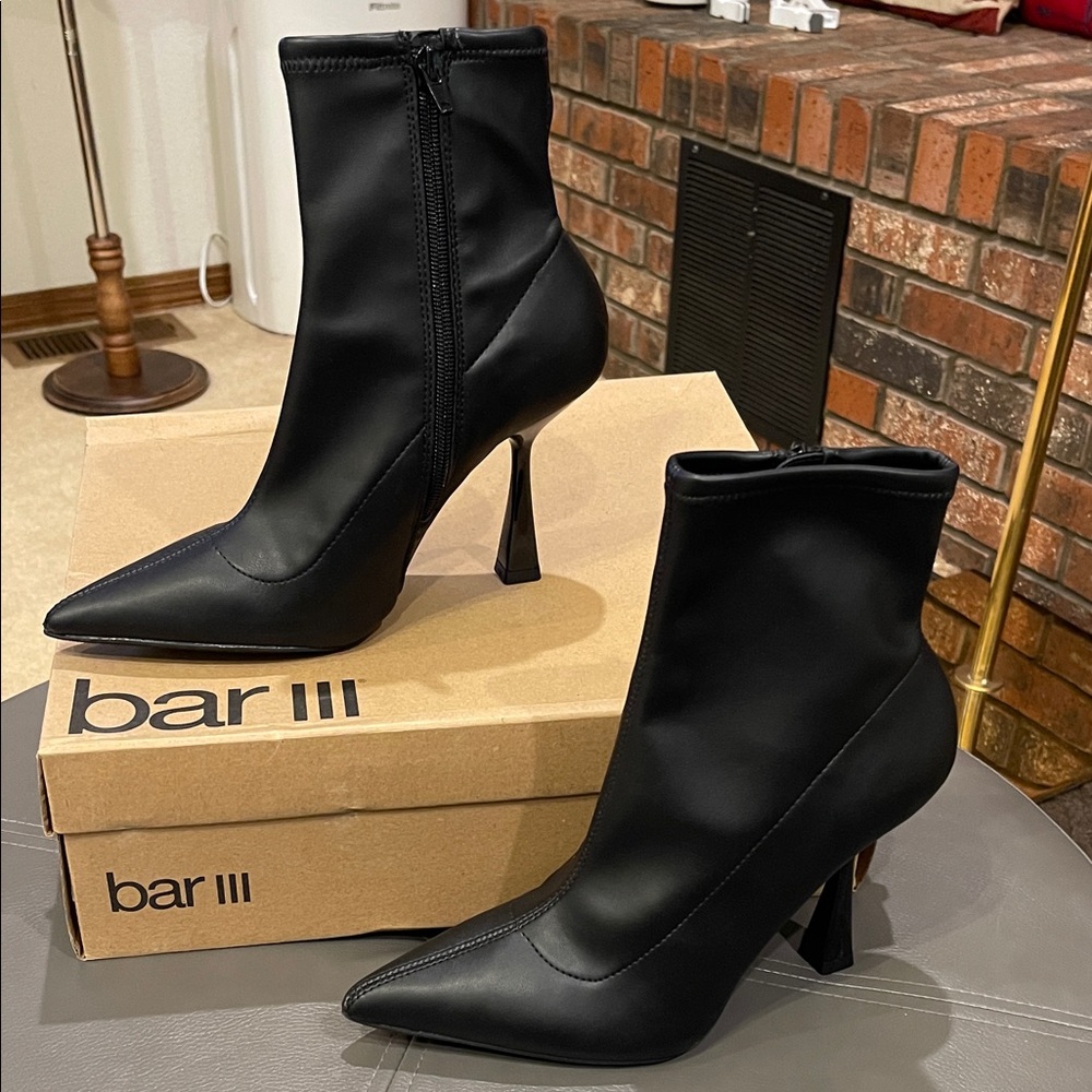 Bar III Women's Sleek Black Heeled Boots